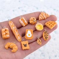 10pcs cute mini resin cake bread sandwich pendants simulation charms for diy earrings key chains fashion jewelry making