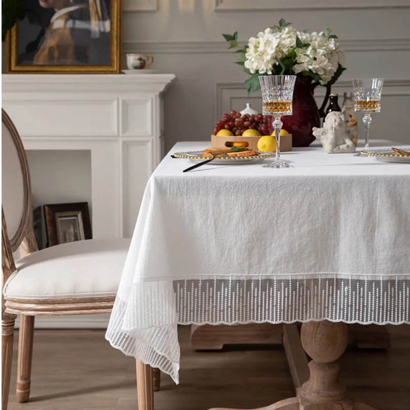 

Прямоугольная кружевная однотонная скатерть для домашнего декора, салфетка для фото, свадебного декора, французская эстетика