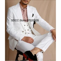 new mens slim fit suit single breasted lapel custom blazer elegant wedding groomsmen party male tuxedo 3 piece set monopiez