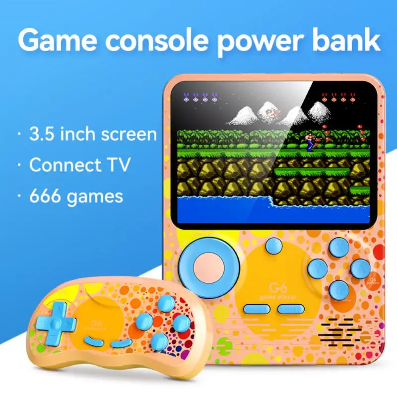 

G6 Kids Handheld Video Game Console 3.5" Screen Game Player 666 In 1Games Two Player Gamepad Kids Gifts 6000mAh Battery Charge