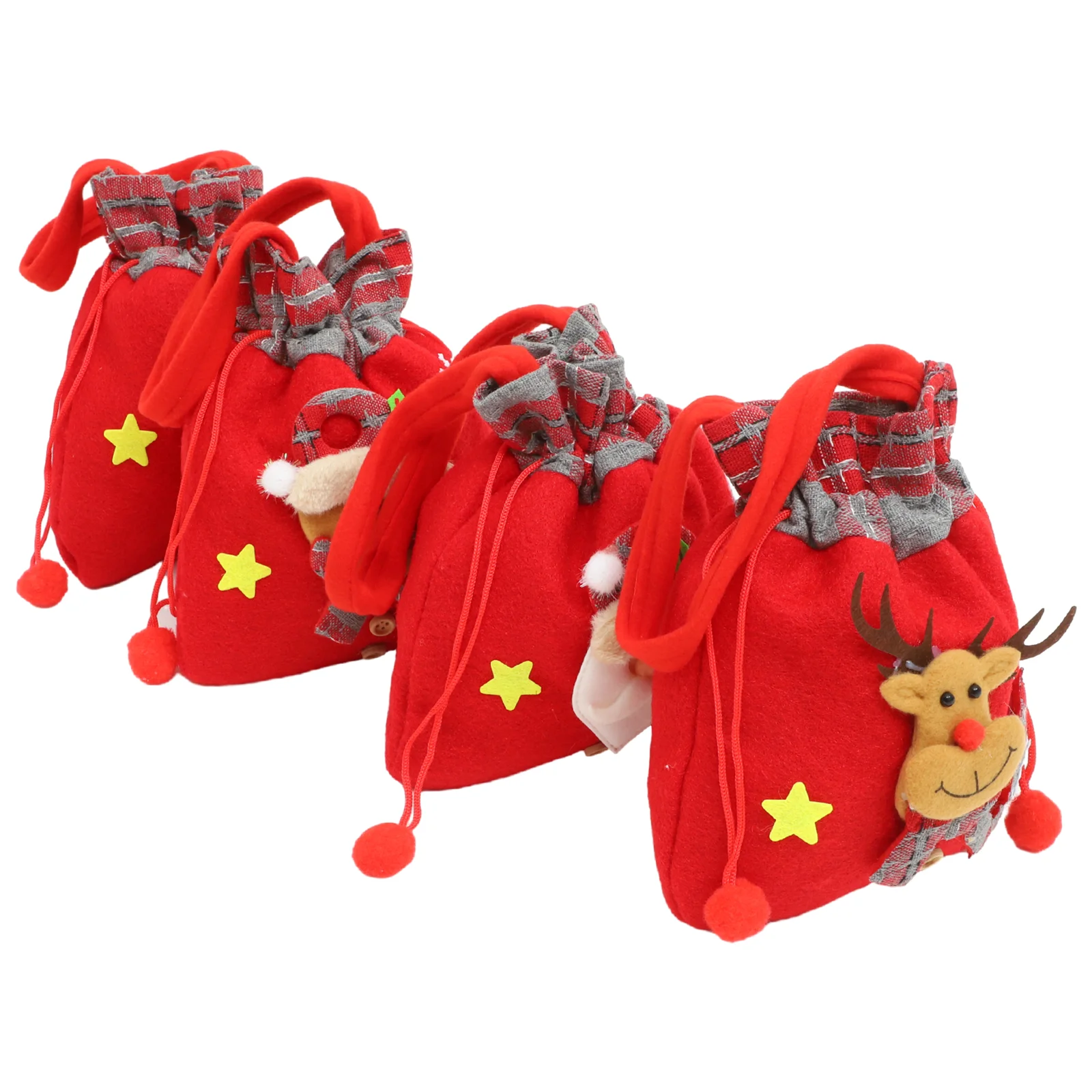 

4 Pcs Gift Bags Xmas Packaging Decor Christmas Drawstring Packing Non-woven Fabric