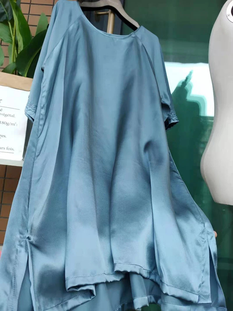 Mulberry Silk Sleeping Dress Round Neck Loose Large Nightdress Dress Dress Home Dress Spring And Summer Women Pajamas