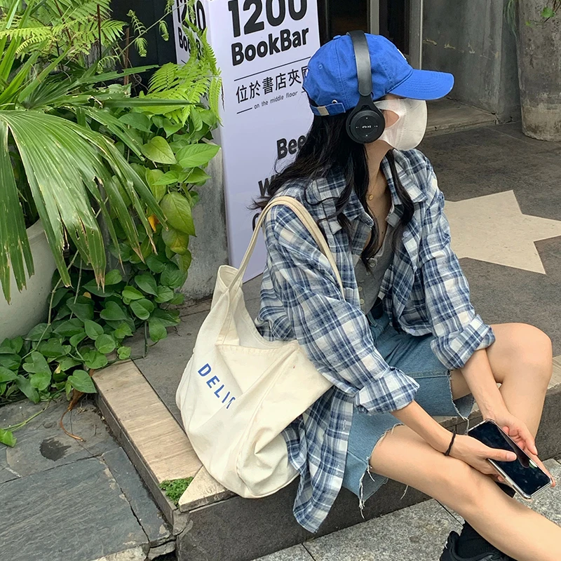 Женские клетчатые рубашки QOERLIN с отложным воротником новинка 2022 однобортная