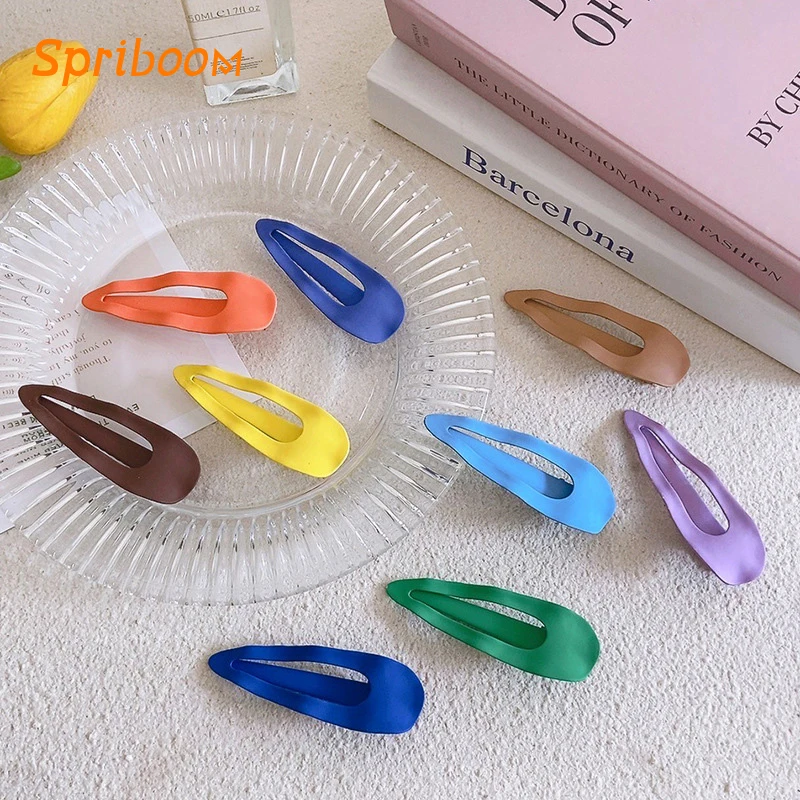 

2Pcs Korean Metal Frosted Hair Clip Wave Waterdrop Irregular Hairpins for Girls Bright Color Snap Hair Clips Barrettes Hairgrips