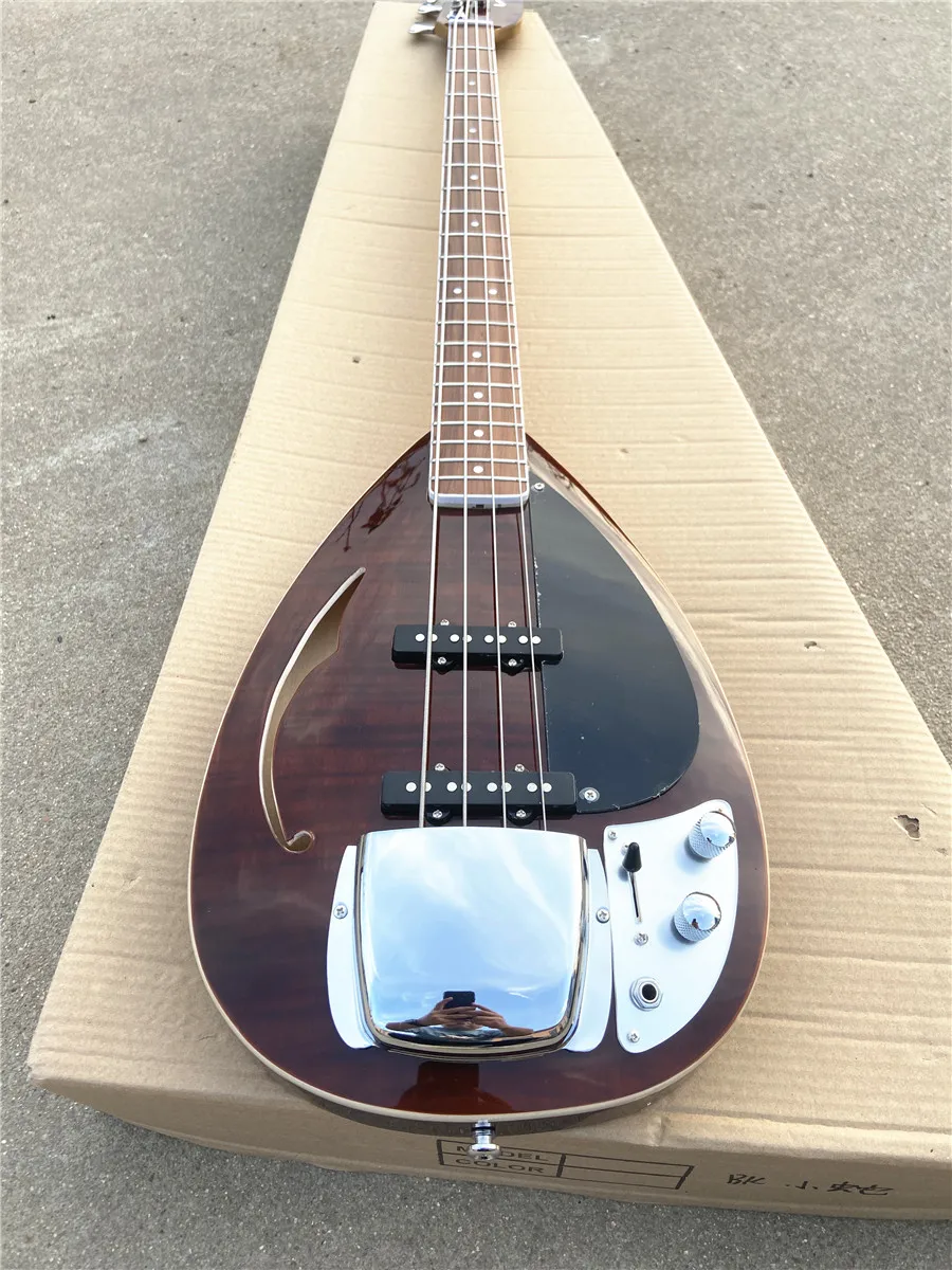 

Red tiger drum special sound hole 4 string electric bass black guard mahogany xylophone body free shipping