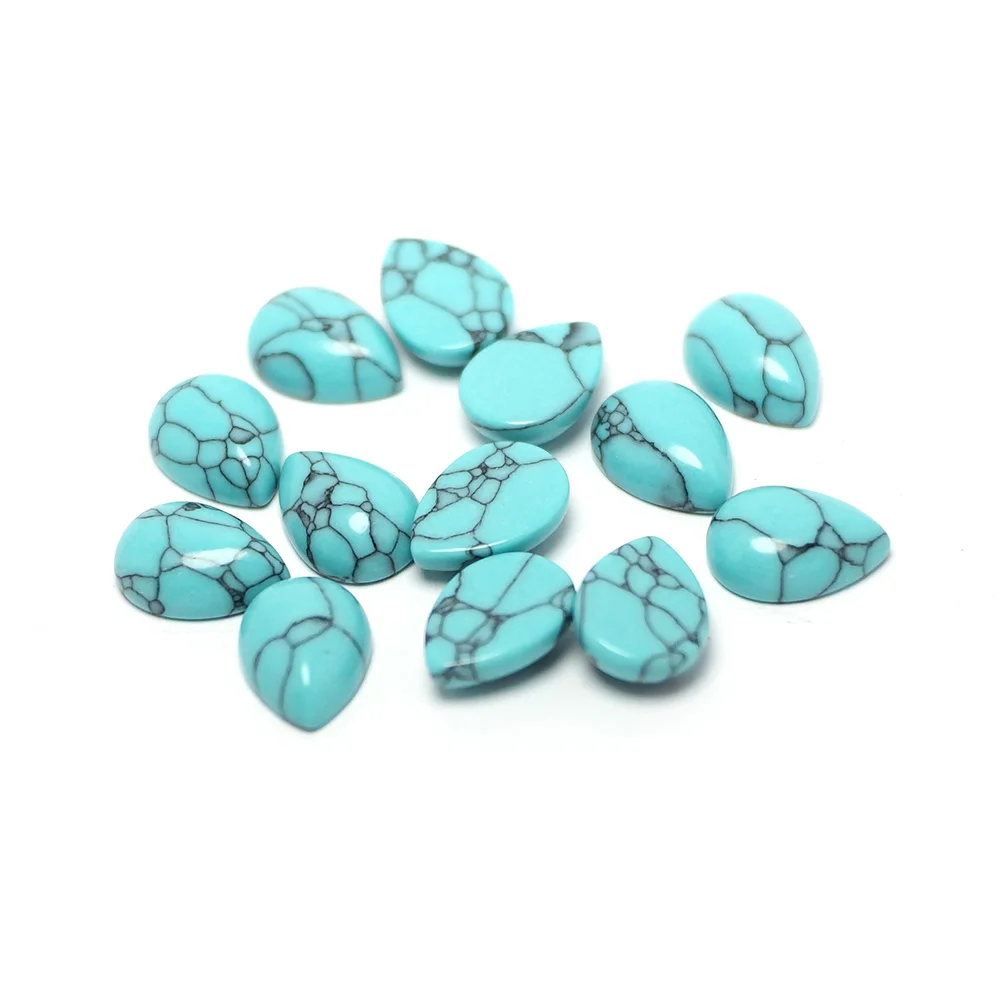 10 шт. синий кабошон камень для ожерелья с подвеской 10x14 мм полированный плоским