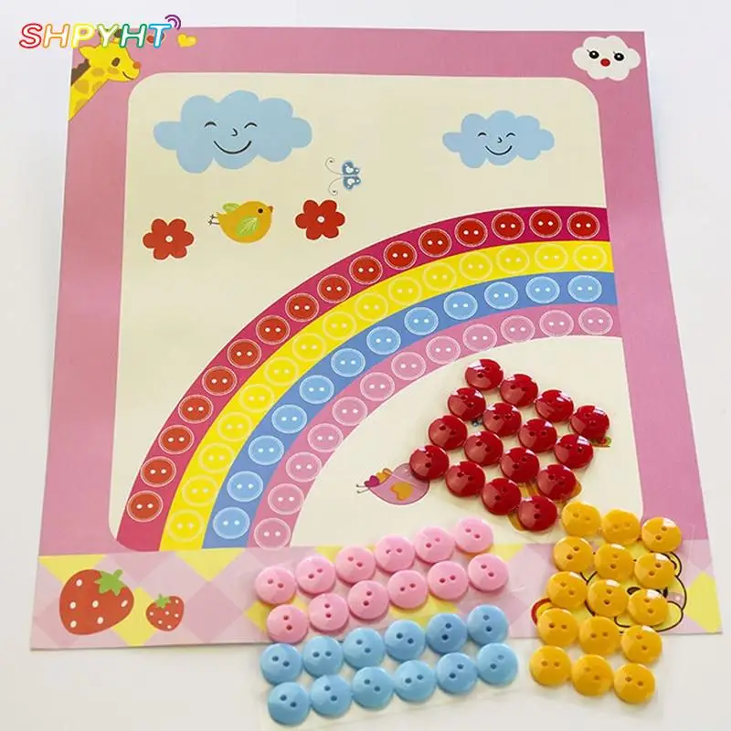

Hot! 3D Puzzles Toy DIY Button To Craft Painting Creative Kids Sticky Art Educational Handmade Toy For Kids Enlightenment