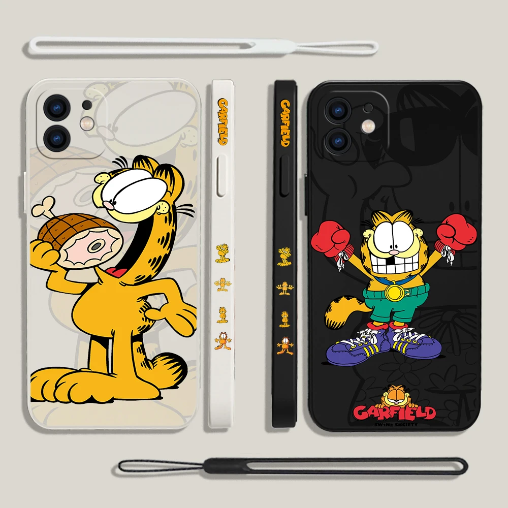

Cartoon G-Garfields Cute Phone Case For Samsung A53 A50 A12 A52 A52S A51 A72 A71 A73 A81 A91 A32 A22 A30 4G 5G with Hand Strap