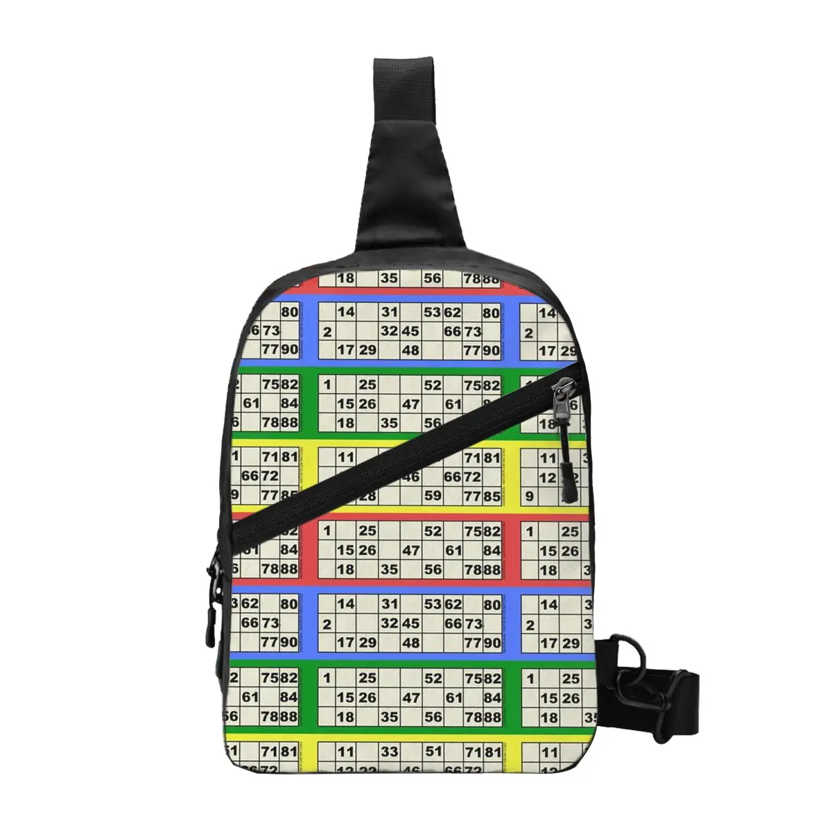 

90 Ball Bingo Paper Game Sling Crossbody Chest Bag Men Fashion Shoulder Backpack for Traveling