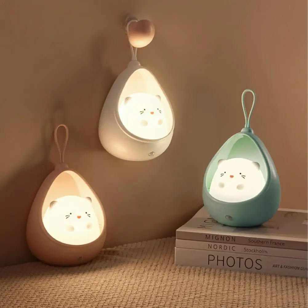 

Cute Animal LED Night Light Sensor Control Human Induction Lamp For Children Kids Bedroom USB Rechargeable Silicone Wall Li O4A1