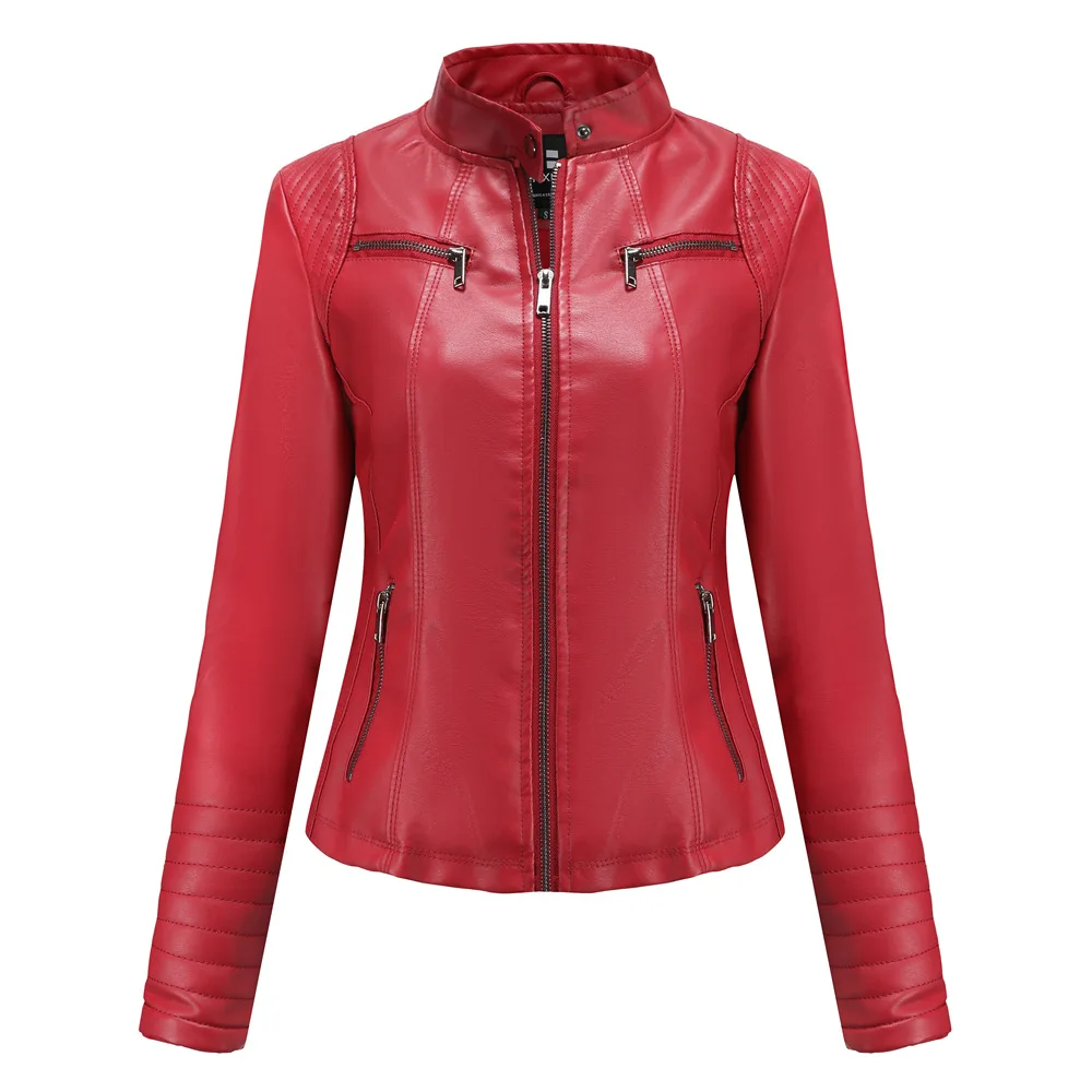 Fashion Women Leather Jacket Slim Short Motorcycle Jackets