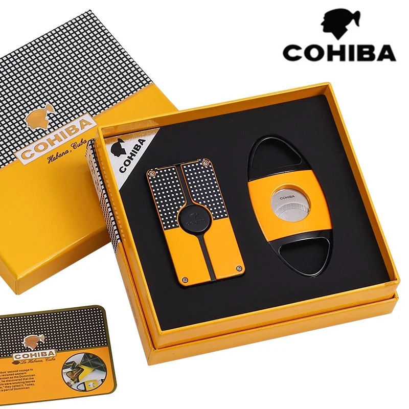 

Зажигалка для сигар COHIBA, Подарочная коробка, ветрозащитная прямая струйная Зажигалка для сигар, газофонарь Галка, мужские гаджеты, аксессуа...