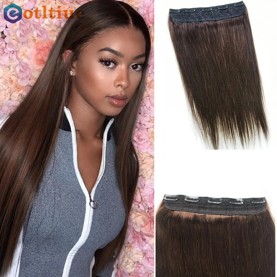 

Прямые человеческие волосы на заколке для наращивания бразильские волосы 100% Реми #2 и #4 коричневого цвета только один кусок 14-24 дюйма для женщин