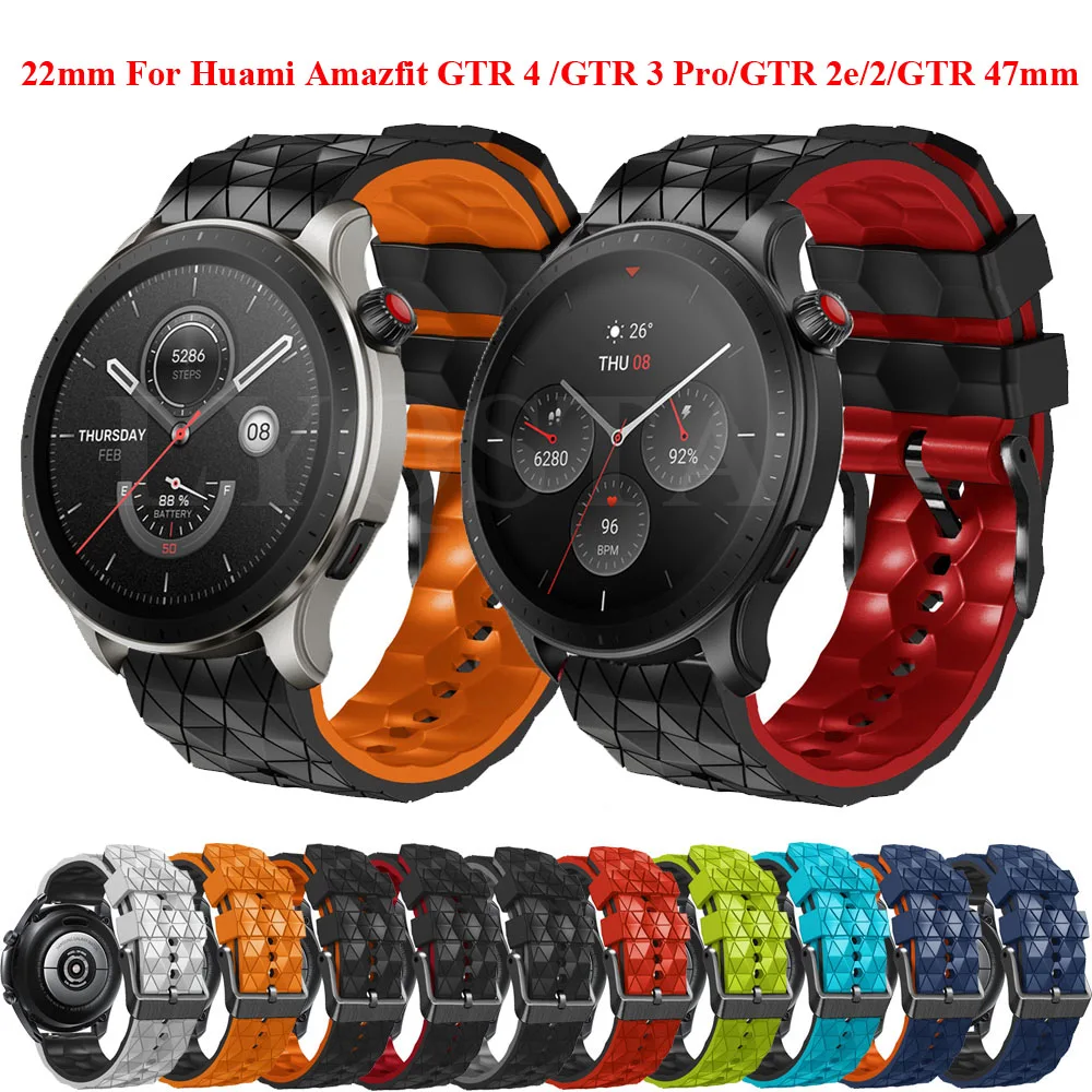 

Ремешок силиконовый для смарт-часов Huami Amazfit GTR 4/GTR 3 pro/GTR 2e/GTR2/47 мм/Stratos 2S 3, аксессуары для браслета, 22 мм