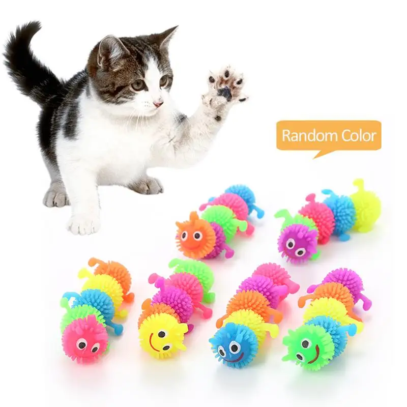 

Лидер продаж, забавная кукла для кошек, резиновая модель из ТПР для гусеницы, забавная игрушка, экологически безопасная и Нетоксичная, случайный цвет