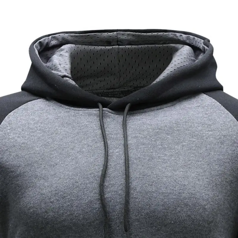 Men's Two Piece Suits Hooded Tracksuit Solid Color Loose Sportswear Male Striped Pullover Tops and Drawstring Pants Casual Sets