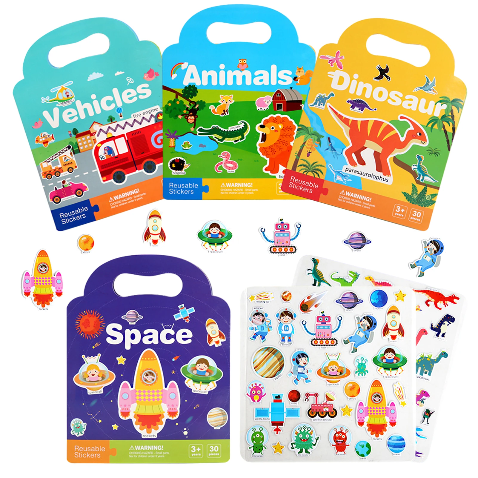 

4pcs Learning Animal Space Brain Exercises Sticker Book Birthday Meditation Training Early Education Hands-on Experience