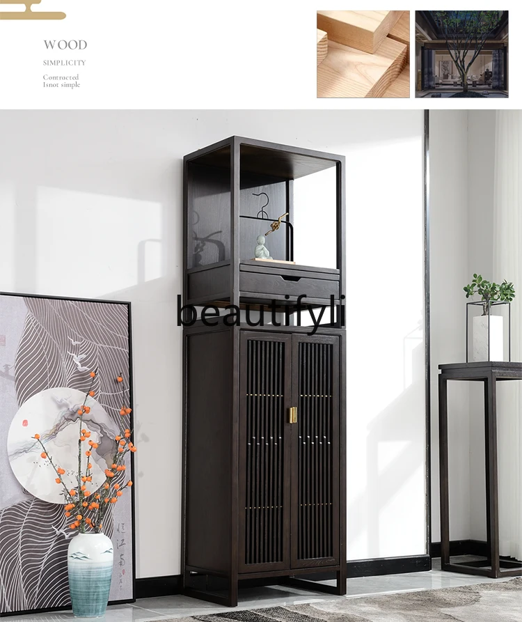 Буддийский храм Гуаньинь новый китайский вертикальный шкаф из цельного дерева