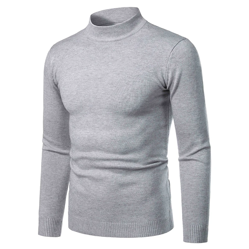 Men High Neck Cashmere Knitwear Autumn Winter Thick Warm Turtleneck Sweater Male Slim Pullover Casual Solid Long Sleeves Tops