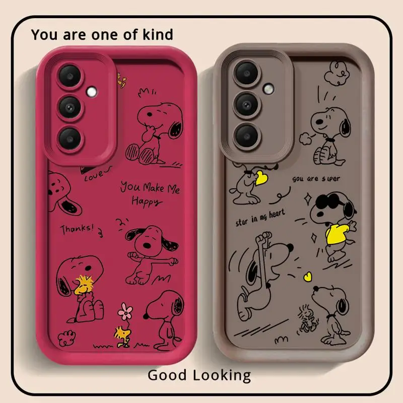 Милый мультяшный чехол Snoopys для Samsung Galaxy A22 A13 A32 A53 A15 A35 A23 A54 A25 A14 A52 A12 A34 A11 A33 A24 A73, мягкий чехол