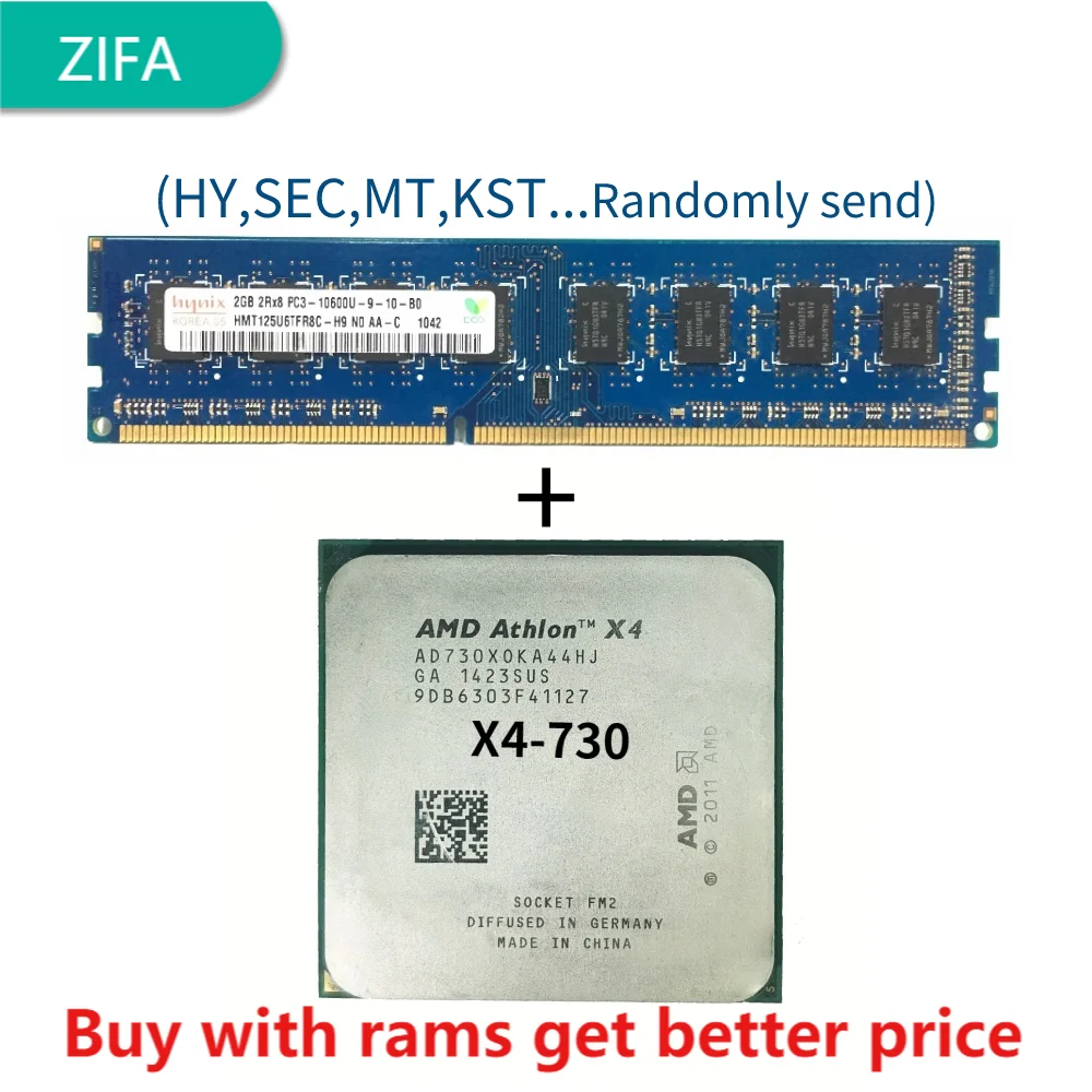 

DDR3 2G 1333 МГц с Athlon X4 730 2,8 ГГц четырехъядерный ЦПУ процессор AD730XOKA44HJ разъем FM2