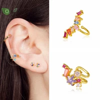 24kgold plated colorful shiny zircon no piercing jewelry fashion ear clips premium tassel earrings ladies wedding luxury jewelry