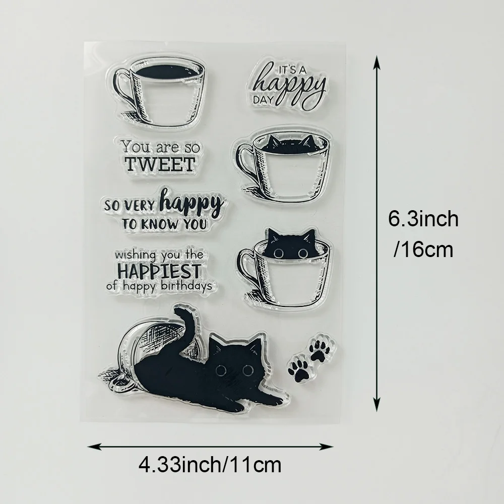 С Днем Рождения/кошка прозрачные штампы/печать для сделай сам Скрапбукинг