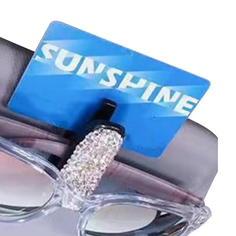 

Crystal Sunglasses Clip Universal Car Organizer Clip Anti-Vibration 180 Degree Rotational Car Glasses Holder With Ticket Card