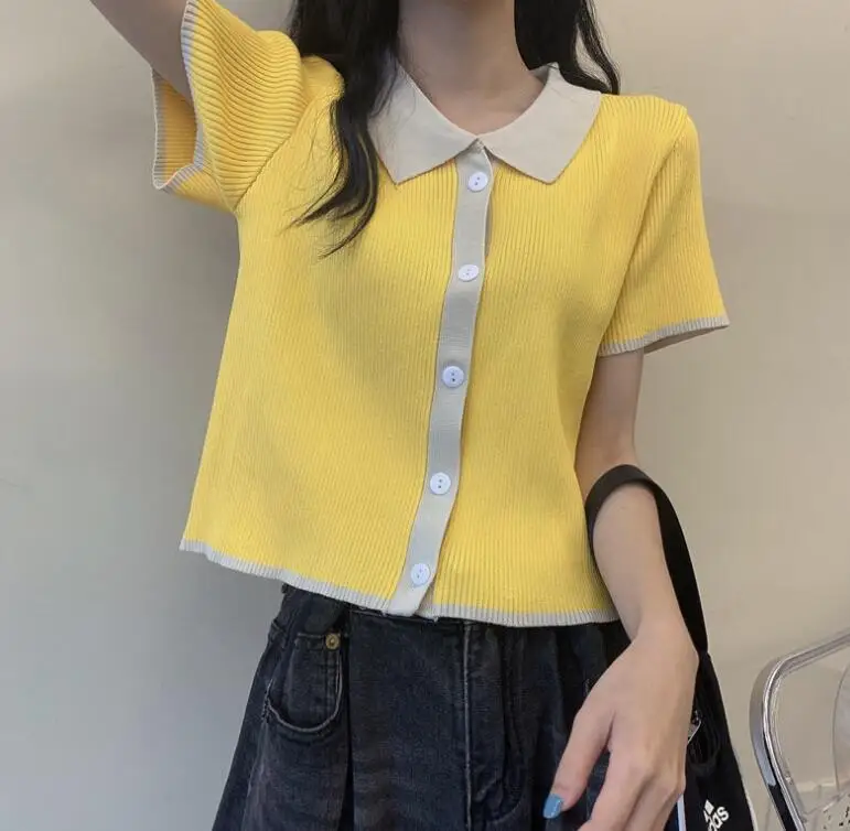 

Contrast Ice Silk Knitted Women's Short