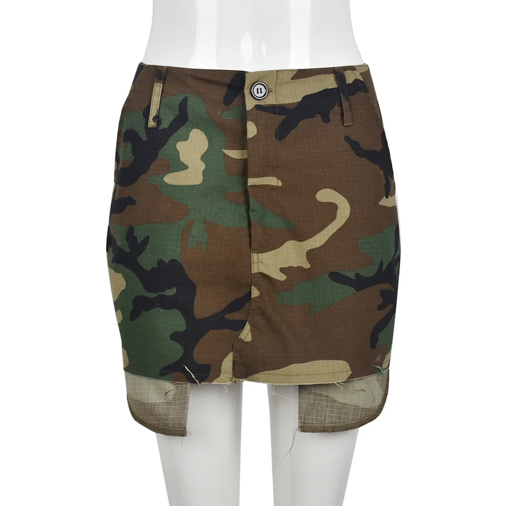 Women's wholesale 2023 summer new fashion camouflage short skirt half skirt camouflage bag skirt