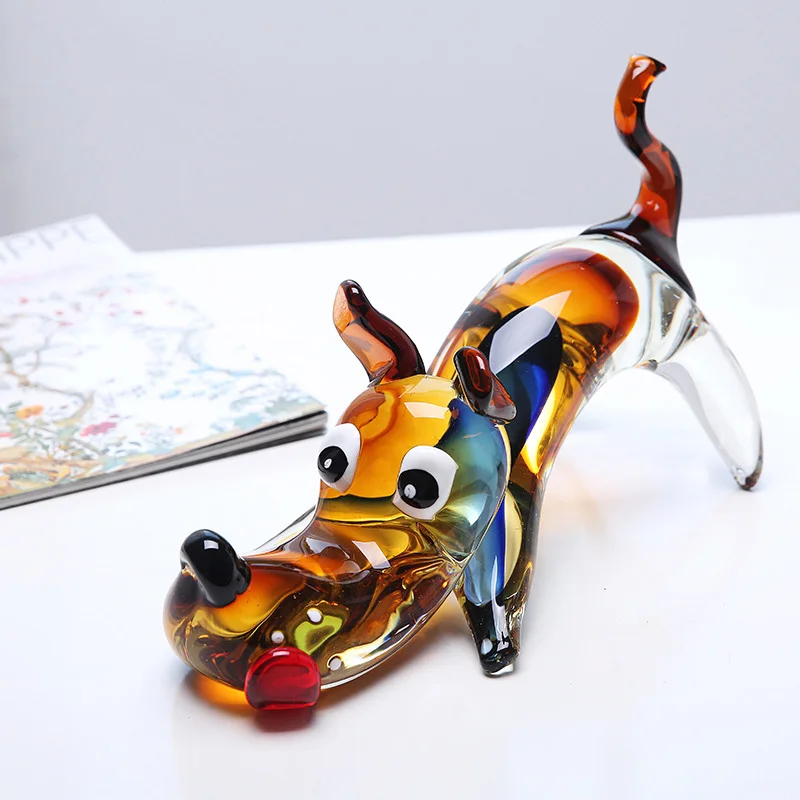 

Nordic Cartoon Glass Dog Figurine Miniature OfficeDesktop Decoration Statue HomeDecor SculptureModel Living RoomOrnaments Nordic