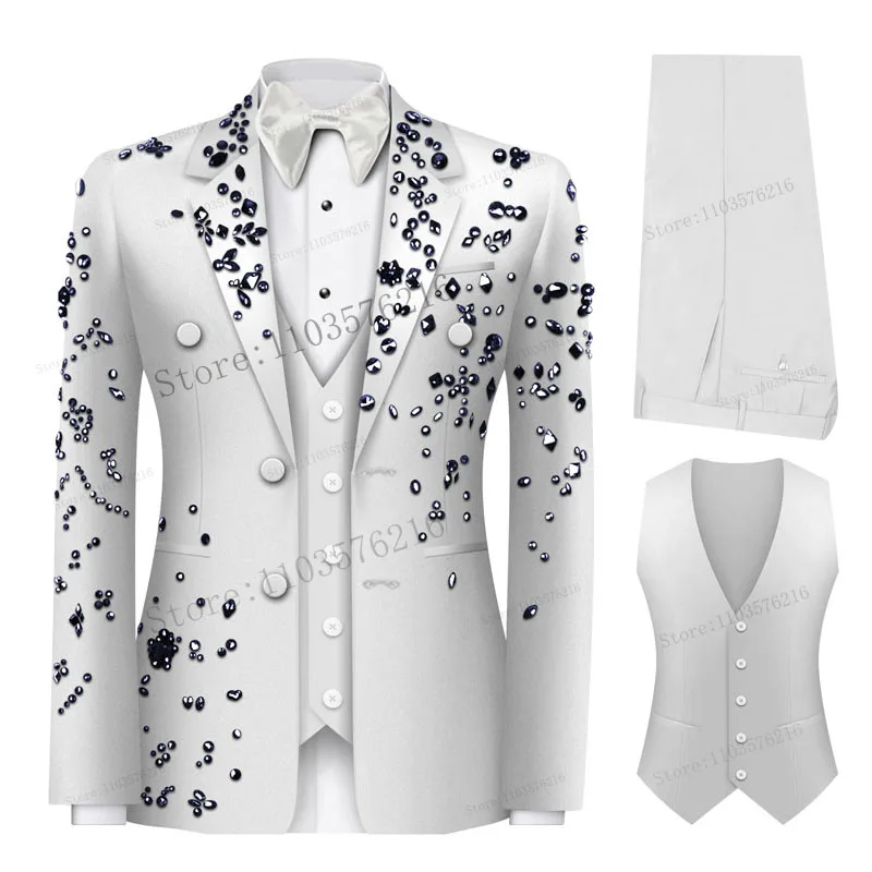 Роскошные мужские костюмы из трех предметов однобортные на 2 пуговицах смокинг