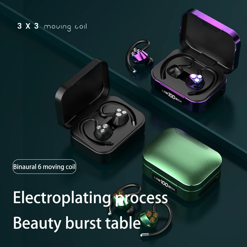 

Беспроводная Bluetooth-гарнитура, двусторонняя стерео-гарнитура, Ушная подвесная 5,0 спортивная водонепроницаемая