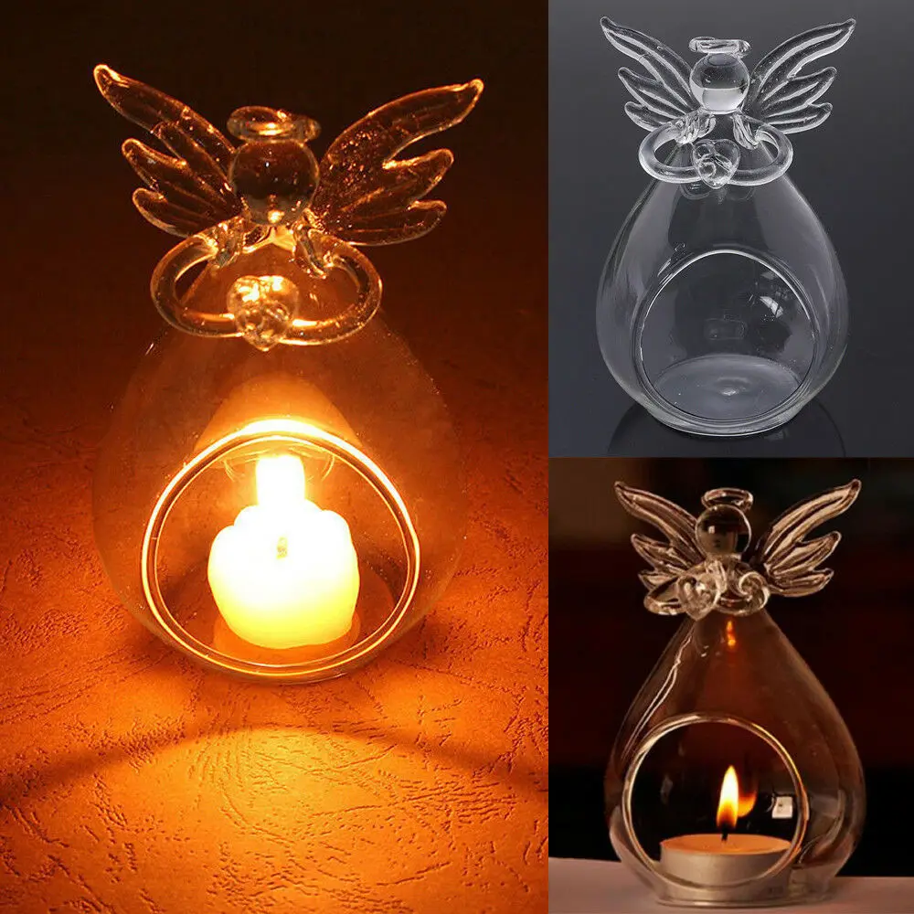 Crystal Glass Tea Light Candle Holder Transparent Hollow Candlestick Home Decor