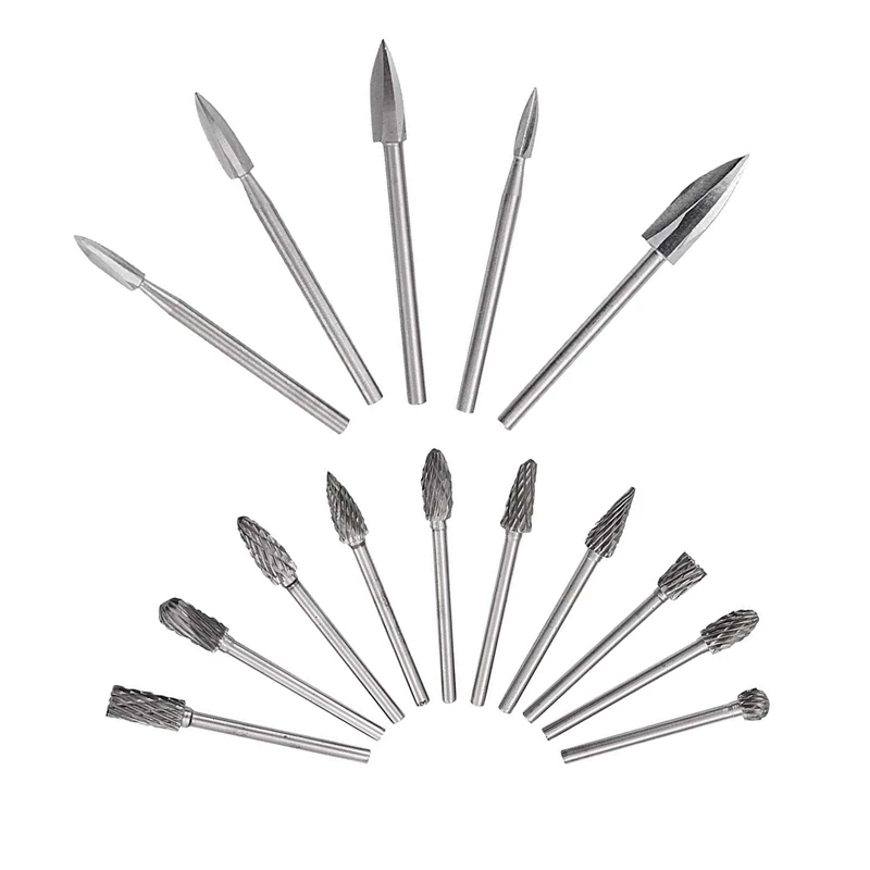 

15Pcs Wood Carving and Engraving Drill Bit Double Cut Carbide Rotary Burr Woodworking Drill Bits Set for DIY Woodworking