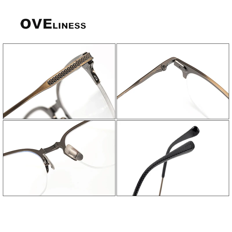 Оптическая полуоправа для очков из чистого титана мужчин и женщин новинка 2025