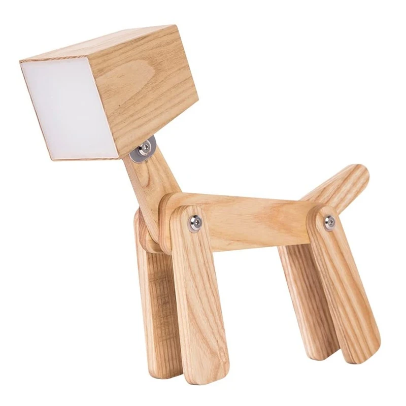 

DIY Dog Table Lamp Wooden Bedside Light for Kid Room Night Light Desk Ornaments