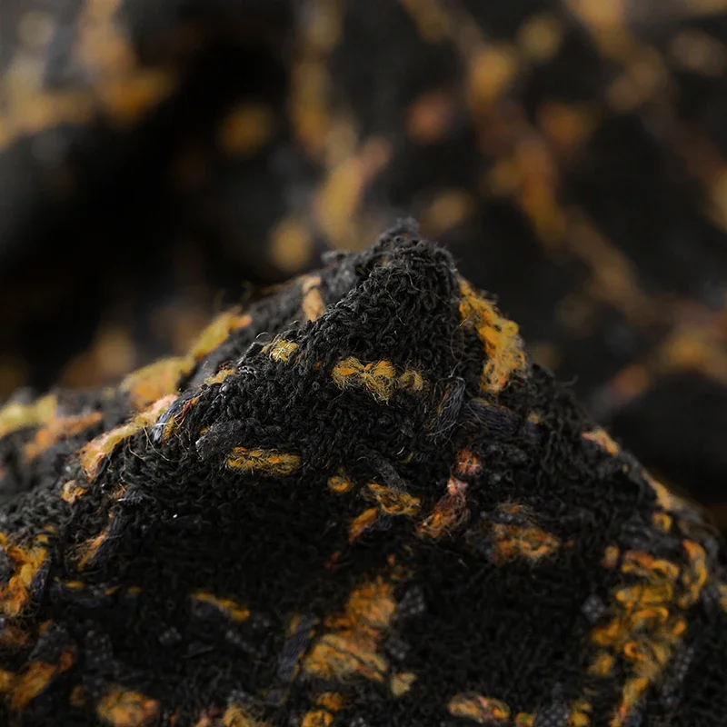 Redraspberry Италия Золотая клетчатая твидовая ткань материал одежды осенняя Женская