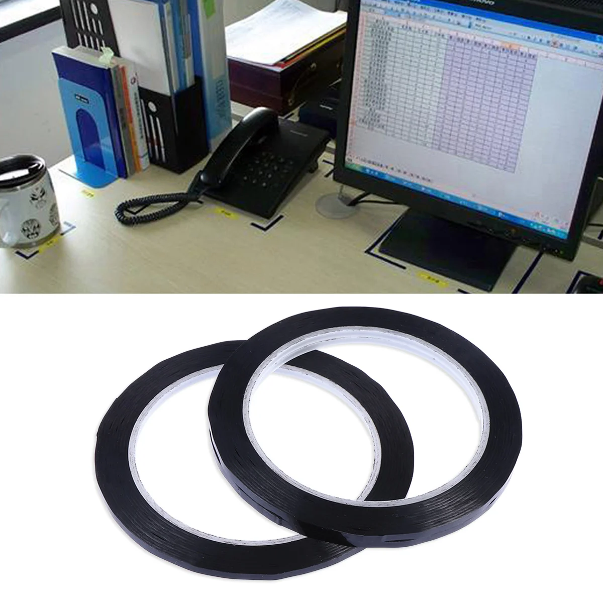 

6 Pcs Marking Tape Graphic Chart White Board Adhesive Whiteboard Electric Black