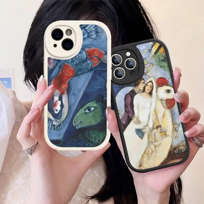 

Marc Chagall Oil Phone Case Hard Leather For iPhone 14 13 12 Mini 11 14 Pro Max Xs X Xr 7 8 Plus