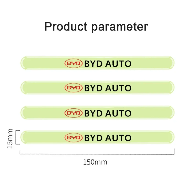 4 шт. светящиеся наклейки на бампер автомобиля с защитой от царапин для BYD Badge F3 G6 S6
