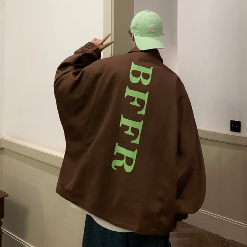 Коричневые толстовки с воротником-стойкой Мужская Осенняя верхняя одежда