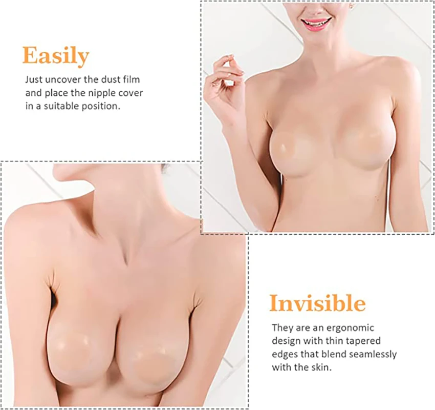 Nippies Nipple Cover Sticky Adhesive Invisible Silicone Nipple Pasties Reusable Pasty Nipple Covers for Women With Travel