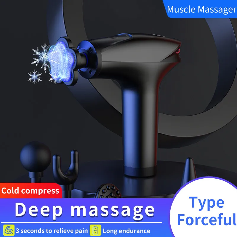 

Ice Compress Massage Gun For Body and Neck Massager 5 heads Deep Muscle Tissue Relaxation Slimming Pain Relief Fascial Gun