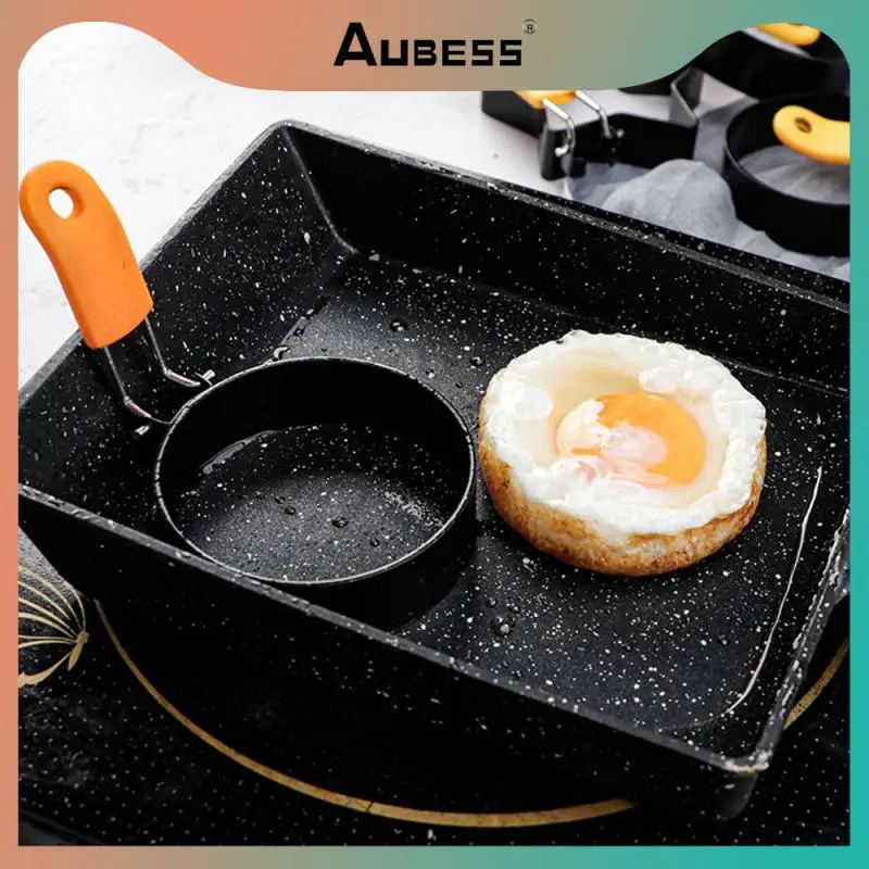 

Lovely Metal Egg Fryer Non-stick Cookware Egg Circle With Handle Heart Shaped Mold Fried Egg Mold High Temperature Resistance
