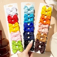 10pcsset colorful ribbon kids bows with hair clips for girl handmade hairpins solid bowknot hairgrips headwear hair accessories