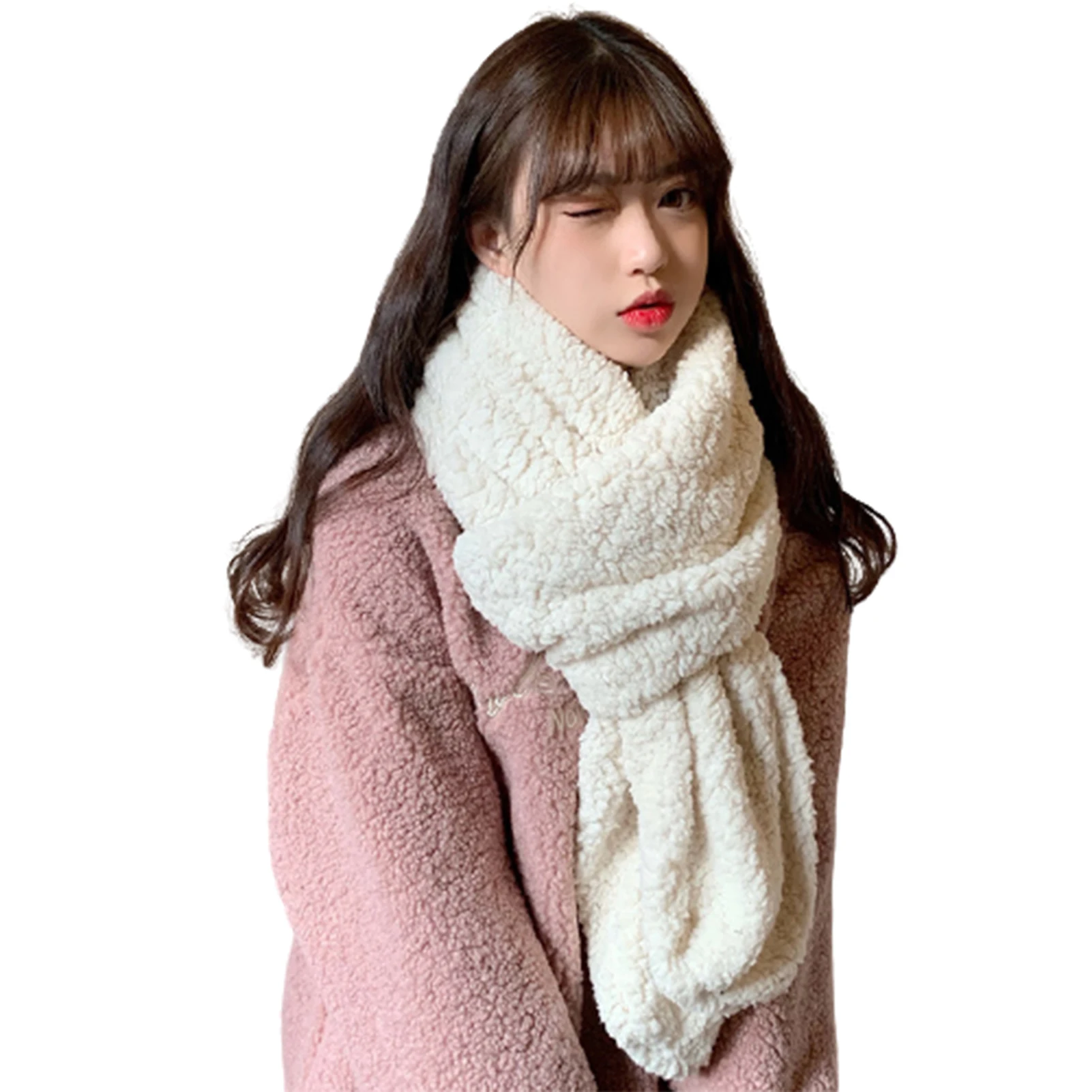 

Women's Scarf Double-Sided Solid Color Soft Fleece Shawl Fashion Warming Scarf For Autumn Winter