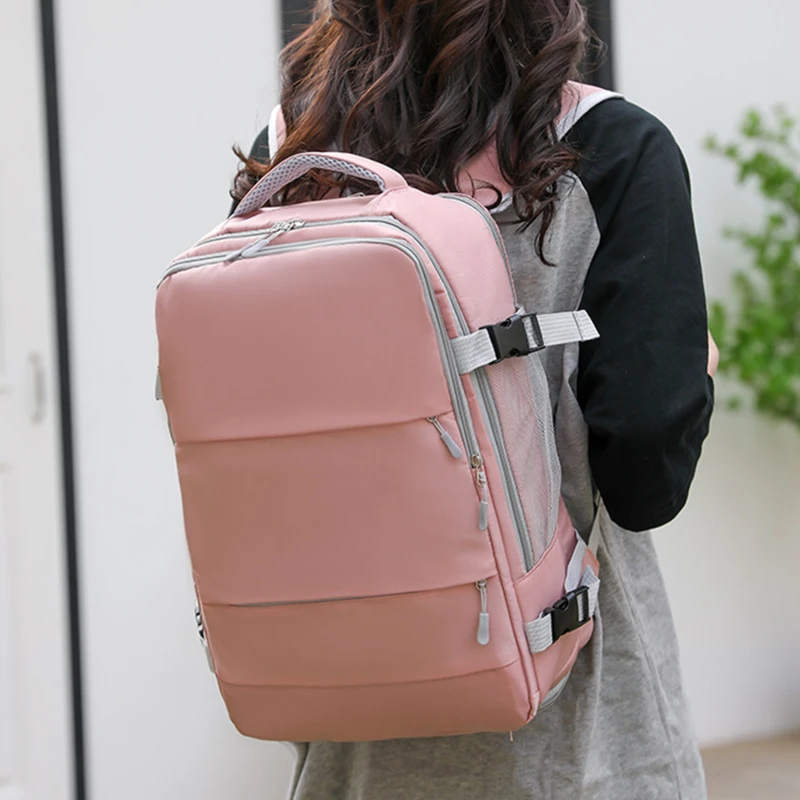 

Women Travel Backpack Waterproof Anti-Theft Stylish Casual Daypack Bag With Luggage Strap USB Charging Port Backpack Pink Purple