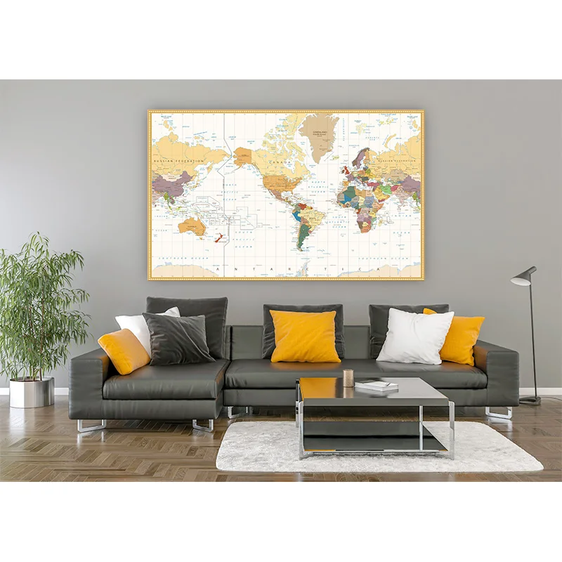 

Vinyl Photography Backdrops Props Physical Map of The World Vintage Wall Poster Home School Decoration Baby Background DT-73