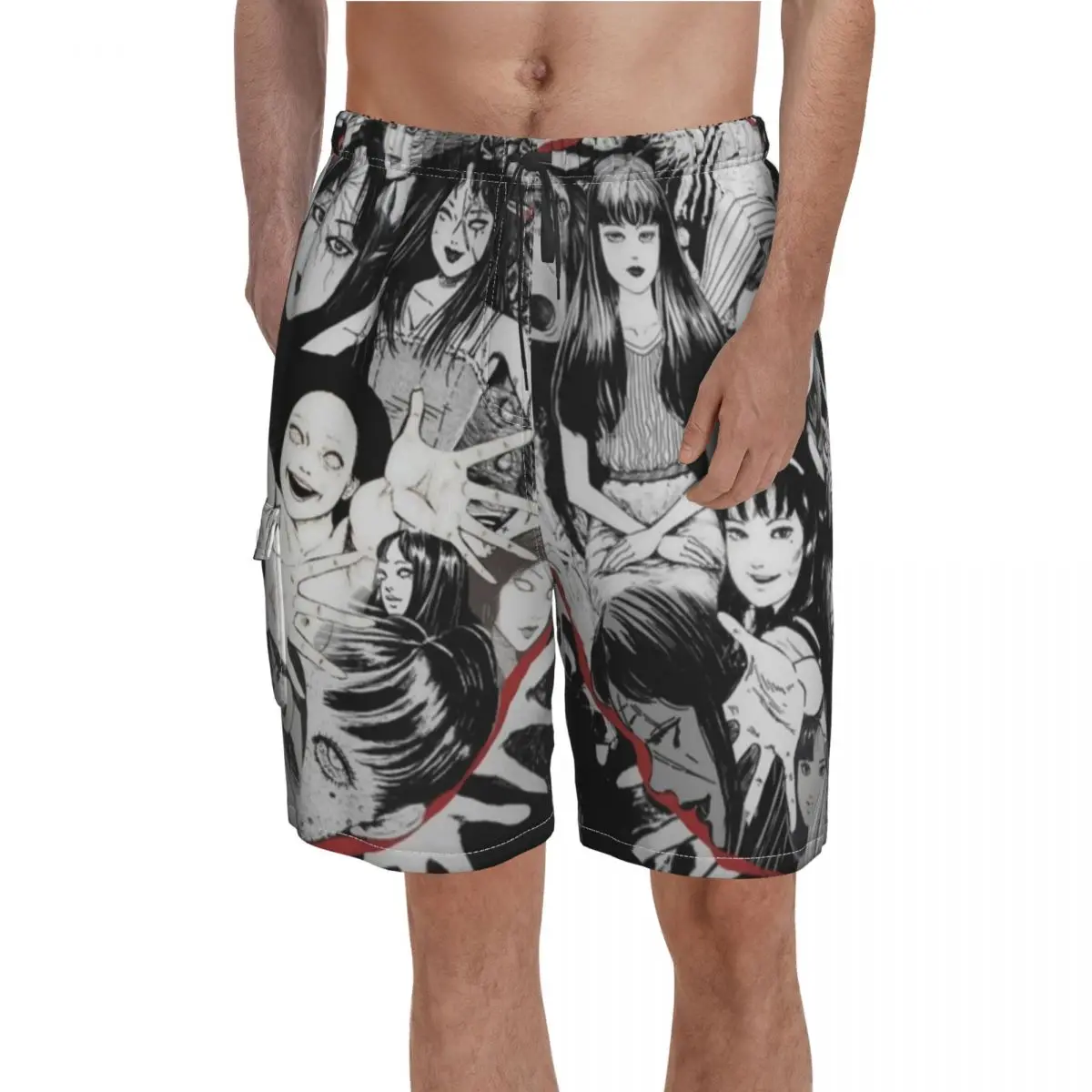 

Junji Ito Tomie Valentines Day Board Shorts Horror Manga Beach Shorts Elastic Waist Classic Customs Swim Trunks